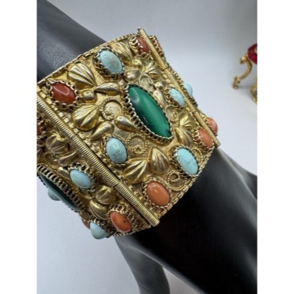 Gorgeous Vintage Silver Tribal With Semi Precious Stones Sterling Silver Set - Picture 7 of 16